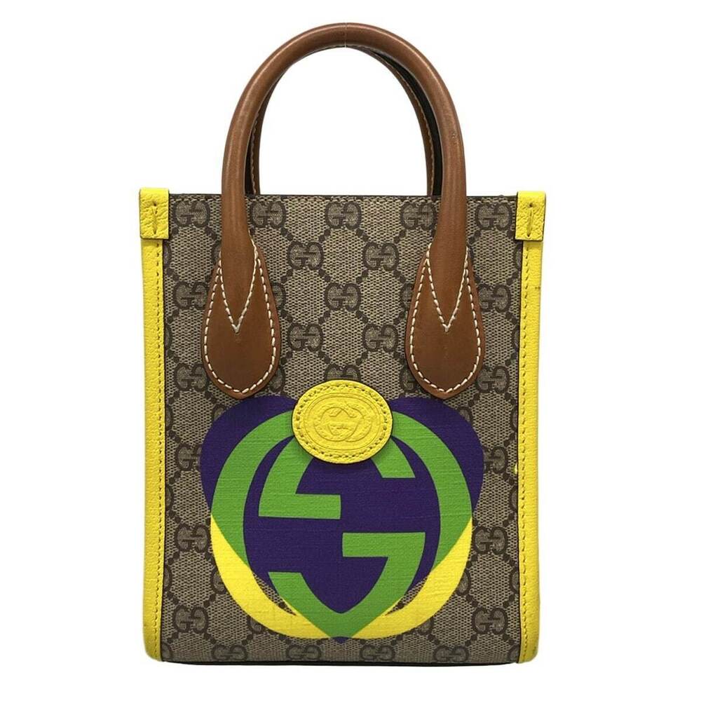 GUCCI Jumbo GG Tote Bag Supreme Beige Ebony Multi Leather